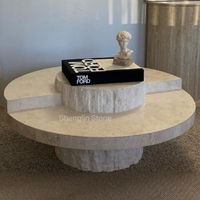 Meubles en marbre naturel de style nordique de luxe sur mesure, table basse moderne, table à thé en travertin de luxe pour salon