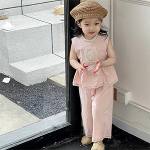 Vêtements pour filles de <span class=keywords><strong>4</strong></span> <span class=keywords><strong>ans</strong></span>, ensembles de vêtements pour tout-petits, vêtements pour petites filles, vente en gros de coton d'été, style halter - Product Image 1