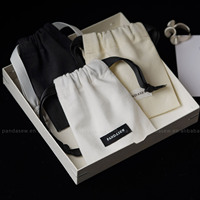 PandaSew Logo personnalisé toile de coton cordon sac cadeau boucle d'oreille bague pochette à bijoux sac à poussière avec étiquette sacs en coton