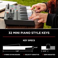 Controlador de Teclado MIDI USB M-AUDIO Oxygen Pro Mini de 32 Teclas con Pads Táctiles Capacitivos, Faders y Perillas Asignables, Nativo USB