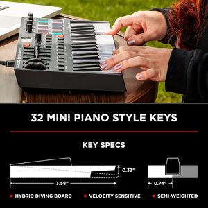 Clavier MIDI USB M-AUDIO <span class=keywords><strong>Oxygen</strong></span> <span class=keywords><strong>Pro</strong></span> <span class=keywords><strong>Mini</strong></span> 32 touches avec pads tactiles capacitifs, boutons et faders programmables, connexion filaire, compatible Native Instruments. - Product Image 4