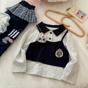 Cute Korean Style Bunny Police Outfit For Children Spring 2026 Two Piece Set Cartoon Pants With Label - Product Image 4
