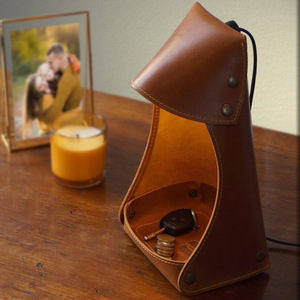 Desktop leather storage tray, table lamp-style storage box, remote control box, standing leather lampshade, ambient <b>light</b> <b>shade</b>. - Product Image 1
