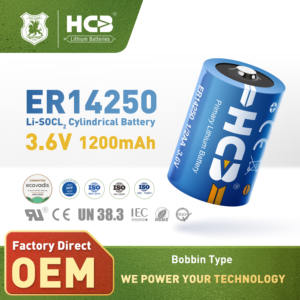Hcb ER14250แบตเตอรี่ลิเธียมหลัก3.6V 1/2AA แบตเตอรี่ลิเธียมความหนาแน่นของพลังงานสูงอายุการใช้งานยาวนานอุณหภูมิกว้าง - Product Image 2