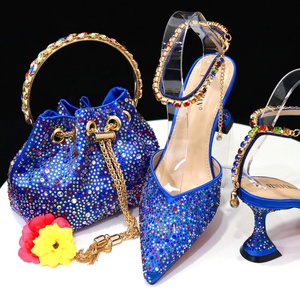 Ensemble de chaussures italiennes à talons hauts et sac pour femmes africaines, chaussures et sac à main de <span class=keywords><strong>luxe</strong></span> pour femmes, mode 2023 - Product Image 6