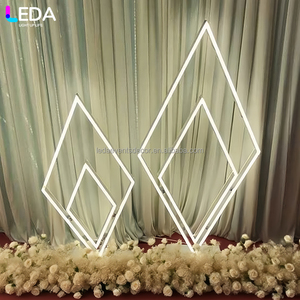 Лидер продаж, светодиодная подставка для свадебного прохода, металлическая Алмазная рамка, Геометрическая светящаяся подставка для свадебного украшения сцены - Product Image 6