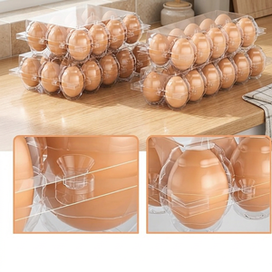 Lot de 10 boîtes à œufs universelles en plastique PP recyclables, durables et écologiques, 66x45x49cm, transparentes, pour rangement et organisation - Product Image 2