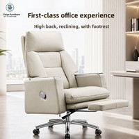 Fauteuil de Direction Inclinable et Pivotant à Dossier Haut en Tissu avec Structure en Bois, Style Minimaliste Moderne, pour Bureau, Maison, Étude et Conférence