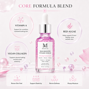 Suero Vitamínico Potenciador de Piel de Marca Privada 30ml, <span class=keywords><strong>Vitamina</strong></span> A, Algas Rojas, Colágeno Vegano, Textura de Perlas, Renovador y Reafirmante, Set OEM ODM - Product Image 5