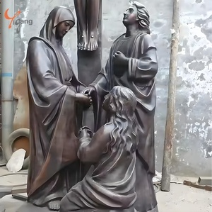 Sculpture en cuivre coulé personnalisée en usine Statue masculine en laiton Sculpture murale en métal bronze <span class=keywords><strong>Crucifixion</strong></span> extérieure religieuse de Jésus - Product Image 3