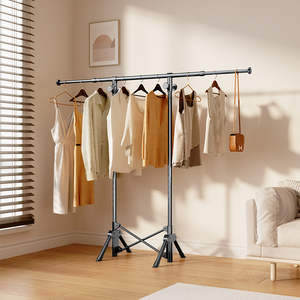 Appendiabiti in Metallo Semplice e Rinforzato per Interni/Esterni, Stendibiancheria a Palo Singolo <span class=keywords><strong>da</strong></span> Pavimento a <span class=keywords><strong>Soffitto</strong></span> per Balcone e Dormitorio - Product Image 2