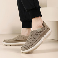 Mocassins en tricot perforé pour hommes grandes tailles, chaussures de marche confortables et respirantes, décontractées pour l'extérieur, vente en gros ODM OEM