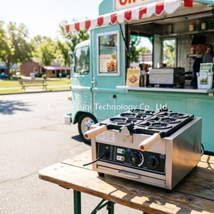 Machine à gaufres Taiyaki électrique professionnelle à 3 cavités pour pâtisseries, cafés et chariots mobiles – Équipement de cuisson pour pâtisseries au haricot rouge et au poisson - Product Image 2