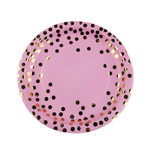 Assiettes, gobelets et serviettes jetables en papier avec estampage doré, <span class=keywords><strong>vaisselle</strong></span> de fête, fournitures de table - Product Image 3