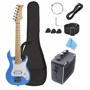 Chitarra Elettrica da Viaggio per Bambini Blu 30 Pollici Manico in Acero Corpo in Legno Massello <span class=keywords><strong>6</strong></span> Corde Finitura Lucida 5 Amplificatori Digitali - Product Image 1