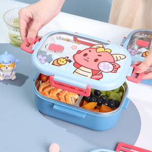 Lonchera de acero inoxidable Tedemei 304 con compartimentos para niños y estudiantes, lonchera portátil tipo bento con tapa - Product Image 3