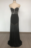 Robe de soirée longue élégante pour femme, de haute qualité, tendance, été, luxe, avec strass, sans bretelles, style bandage, SB3581