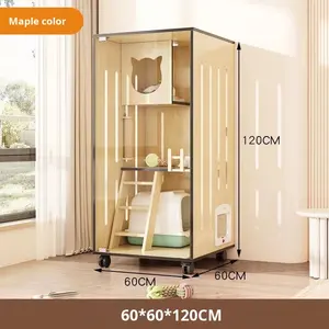 Modern ekstra büyük lüks masif ağaç kedi evi açık Pet Villa ile ücretsiz uzay kedi kafesi sürdürülebilir tasarım hayvan desen - Product Image 6