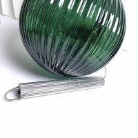 Nouvelle boule de Noël rayée verte en verre mercure faite à la main avec lumière LED, idéale pour la décoration de Noël à la maison