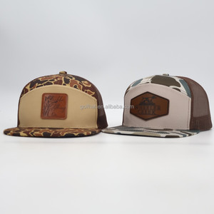 Gorra trucker Richardson 168 de 7 paneles de malla con cierre a presión, parche de cuero y logotipo bordado personalizado para caza, al por mayor - Product Image 3