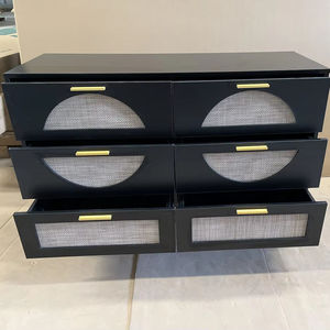 خزانة أدراج خشبية مع ديكور من الخيزران، أثاث بتصميم إبداعي، خزائن جانبية وخزائن بوفيه لغرفة المعيشة - Product Image 2