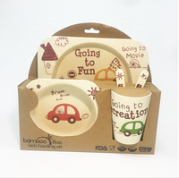Ensemble de vaisselle pour enfants en fibre de bambou, assiettes, bols, tasses, fourchettes, cuillères, vaisselle pour enfants avec dessin animé d'animaux