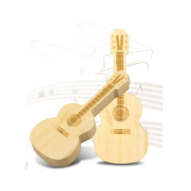 1GB-64GB Wooden Guitar USB Flash Drive 3.0 New Wedding Gift Pen Memory Stick with 2.0 4GB 8GB 16GB Music Gift Options