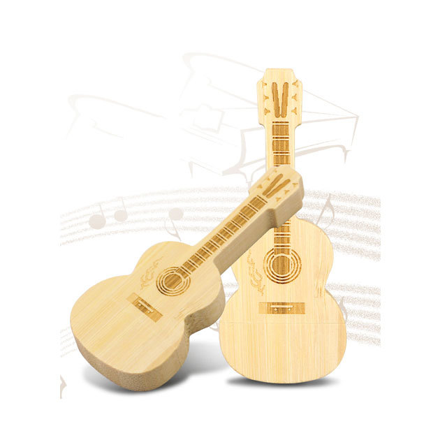 Wooden Guitar USB Flash Drive 2.0 1GB 2GB 4GB Wholesale Gift Pen Drive 3.0 8GB 16GB Bamboo USB Memory Stick Music Gift