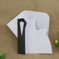 Invitations de mariage découpées au laser, noir et blanc, avec motif de mariée et de marié en smoking, cartes d'invitation avec enveloppe, fournitures pour fête de mariage