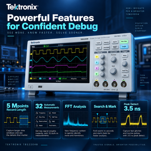 Osciloscopio Digital de Almacenamiento Tektronix TBS2204B, 200MHz, 4 Canales, 2GS/s, 5M de Longitud de Registro, 9 Pulgadas, Resolución de 8 Bits, 1 Año de Garantía - Product Image 4