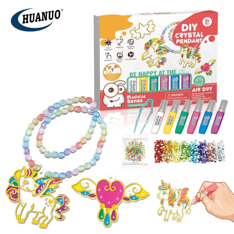 Kit de dessin éducatif 3D pour enfants, bricolage, à la mode, fabrication de bijoux, jouet pour filles, art, colle de cristal, artisanat créatif