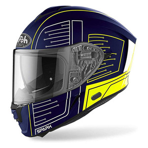 Casco Integrale Airoh Spark Blu Giallo Fluorescente XL in Termoplastica per Moto - Product Image 1