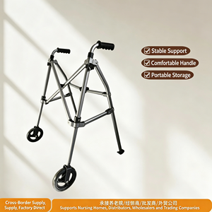 Lightweight Height Adjustable <b>Rollator</b> <b>Walker</b> With Two Wheels For Home Hospital Use Durable Easy Operation Manual Mobility Aid - Product Image 5