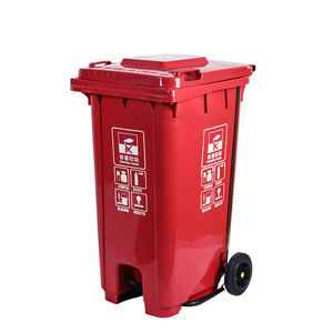 Outdoor Foot Operated Wheeled Plastic Trash Can 120L Rectangular Sanitation <b>Bin</b> For Outdoor Use - Product Image 3