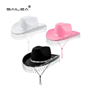 Groothandel Nieuwe Party Bruid Vilt Western <span class=keywords><strong>Cowboy</strong></span> Hoed Muziek Jazz Hoed Vier Seizoenen Licht Luxe Stijl Zonbescherming Polyester voor - Product Image 4