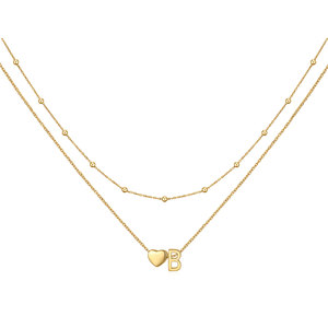 Collar minimalista con colgante de corazón de acero inoxidable con letra A, cuentas de doble capa, joyería de regalo para uso diario - Product Image 4