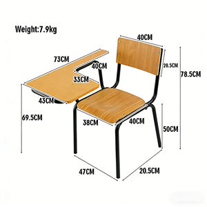 Sedia da Formazione in Compensato con Bracciolo Porta Tablet per Scuola e Disegno, Arredo Scolastico - Product Image 3