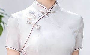 Primavera otoño mujeres tradicional chino <span class=keywords><strong>blanco</strong></span> Qipao dulce Floral estilo Natural niñas elegante <span class=keywords><strong>Cheongsam</strong></span> para fiesta Festival - Product Image 4