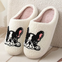 Chaussons d'intérieur confortables en coton et fourrure pour chien teckel de dessin animé, chaussons fermés pour l'hiver