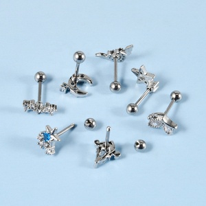 Commercio all'ingrosso 19 stili di moda Jewelry-20G zircone orecchio borchia per la cartilagine orecchio <span class=keywords><strong>lobo</strong></span> del cuore Piercing in acciaio inox feste - Product Image 2