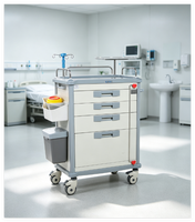Chariot médical MT, aluminium et acier inoxydable, plateau en ABS, verrouillage central, roulettes de 100 mm pour salle d'hôpital