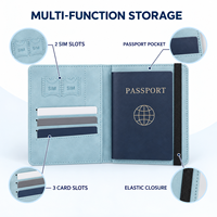 Porte-passeport en cuir PU très vendu en stock, étui multifonctionnel anti-RFID, peut stocker des cartes SIM et des documents