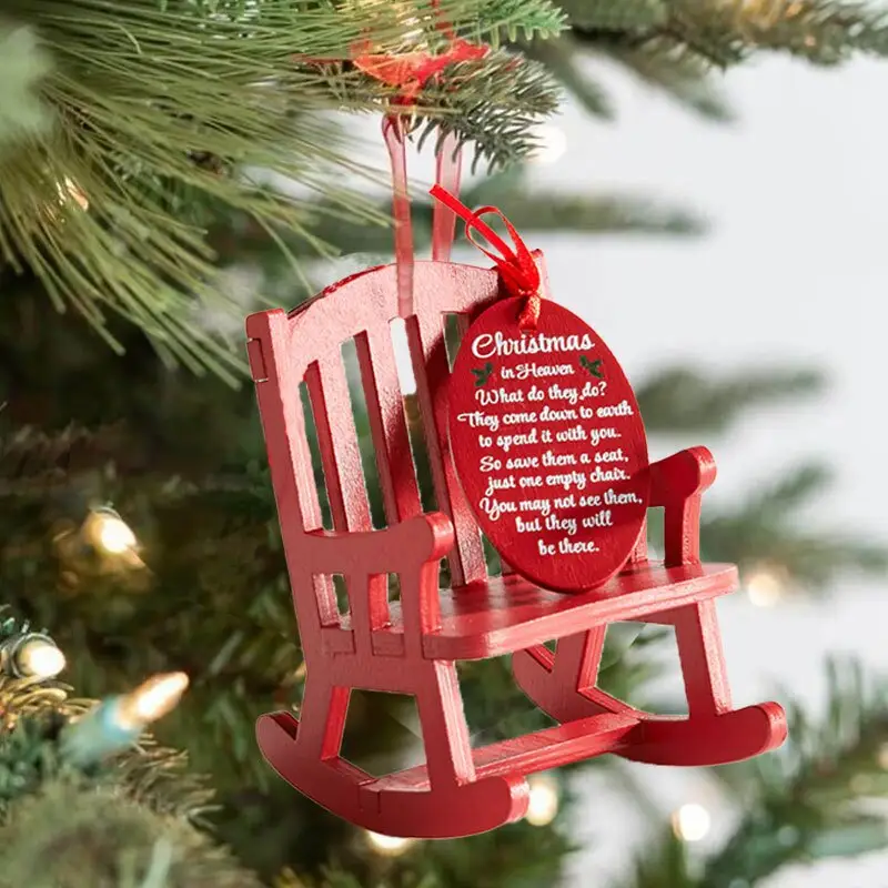 Creative 2022 New Christmas Pendant Wooden Paradise Memorial Chair Red Christmas Tree Hanging Ornaments