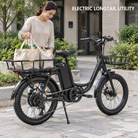 Vélo cargo électrique à longue portée avec porte-bagages arrière étendu et freins hydrauliques pour usage quotidien