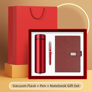 Set de Regalo Supremo: Botella, Cuaderno, Bolígrafo Delgado, Logotipo Personalizado, Caja Superior e Inferior, Termo Azul Aislado al Vacío, Correa Texturizada - Product Image 1