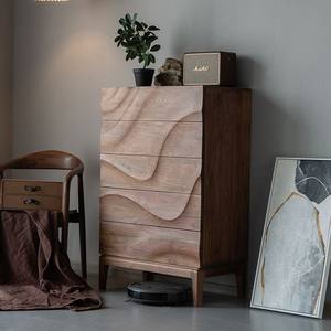 Commode à cinq tiroirs en bois massif Wanjulai, style moderne minimaliste, pour salon et chambre. - Product Image 1
