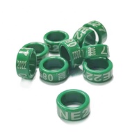 Bagues pour oiseaux de 9 mm en résine plastique, couleur émeraude, personnalisables avec logo laser pour pinsons