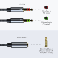 Adaptateur combiné pour casque 3,5 mm, double mâle vers TRRS femelle, câble audio stéréo avec micro pour casque PC vers ordinateur portable ou téléphone