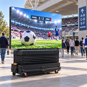 Pantalla LED móvil P3 para exteriores sobre ruedas, pantalla de video LED reutilizable para alquiler en eventos deportivos, pantalla resistente al viento para transmisión en vivo de puntuaciones en exteriores - Product Image 1