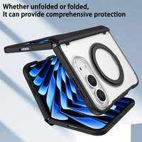 Étui de téléphone magnétique pliable pour iPhone Duo avec protection à 360° °   Support rotatif intégré avec protection d'écran en verre trempé